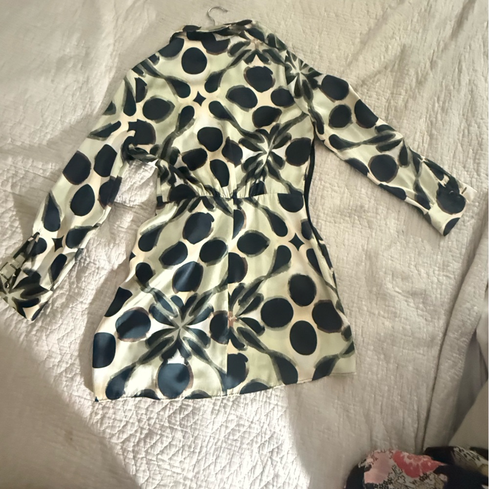 Zara Black and Cream Patterned Blouse